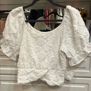 Chic White Floral Women's Blouse